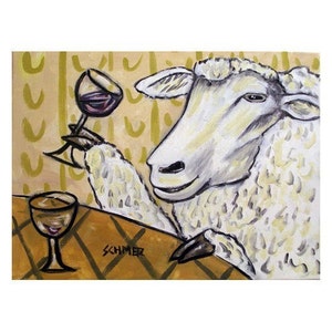 Sheep at the Wine Bar Art Print - 13x19 - matte or glossy