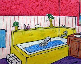 Africa grey, parrot, art, canvas, print, bird, animal, decor, gift, bathroom, decor,wall,lover,bather
