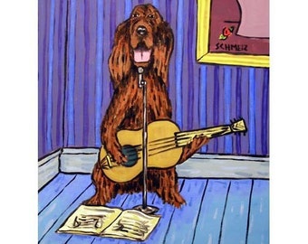 Irish Setter Playing Guitar Dog Art Print