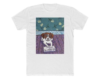 jack russell reading dog animal art artwork gift clothing apparel t-shirt tee shirt