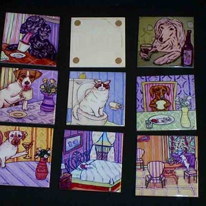 doberman pinscher tile, animal art coaster, doberman art, dog coaster set, ceramic doberman, animal gift, dog pet art, dog art print, pet image 3