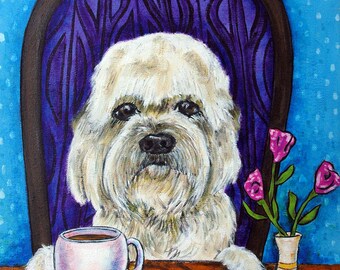 Dandie Dinmmont , dog, dog art,dandie dinmont print, gift modern folk , coffee, coffee art, coffee print,pop art