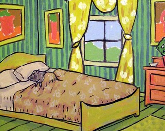 Pot Belly Pig Sleeping in the Bedroom Animal Art coaster tile