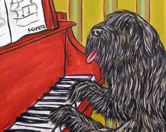 Bouvier Des Flandres piano art tile coaster gift dog