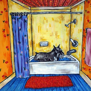 Schnauzer , schnauzer dog, schnauzer art, PRINT on tile, bathroom art, bathroom decor, dog gift, schnauzer gift, schnauzer print, coaster image 2
