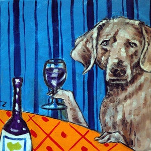 weimaraner wine dog art print