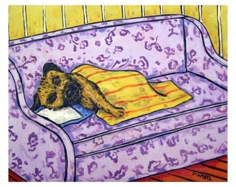 Border Terrier Taking a Nap Dog Art Print  JSCHMETZ modern abstract folk pop art AMERICAN ART gift