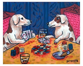 Jack russell terrier poker dog art canvas print - stretched canvas or paper print - multple sizes