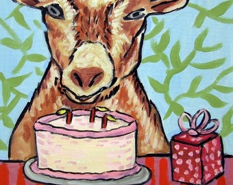 goat tile - goat art - Goat Birthday Animal Art coaster tile