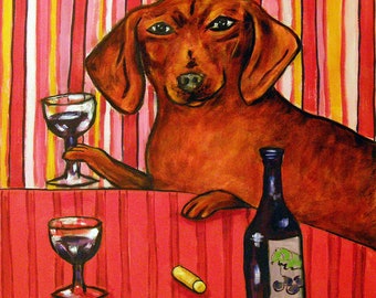 dachshund coaster, dachshund art, wine decor art, dachshund wine, animal decor