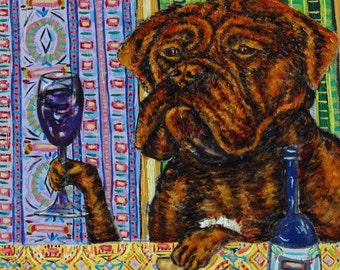 Douge de Bordauxe wine dog art print from painting