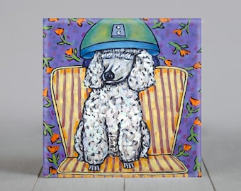 Poodle Dog Art Tile Coaster - Ceramic Gift for Animal Lovers