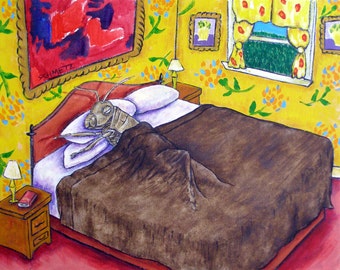 Grasshopper art PRINT poster gift JSCHMETZ modern folk bedroom