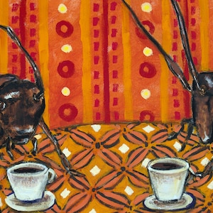 Roach at the coffee shop - insect art - wall decor print - gift