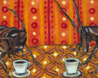 Roach at the coffee shop - insect art - wall decor print - gift