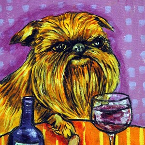 Grifone di Bruxelles al Wine Bar Dog Art Print su carta lucida o opaca