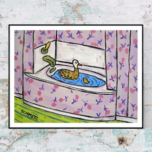 Duck taking a Bath  - 13x19 art print
