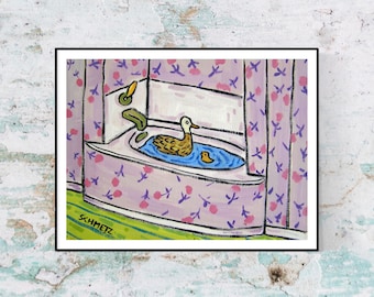 Duck taking a Bath  - 13x19 art print