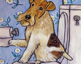 Fox Terrier - dog art - tile coaster - animal lover gift - bathroom decor