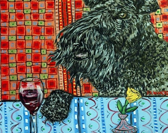 kerry blue terrier - wine decor - art - tile coaster - animal lover gift