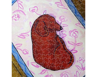 Daschshund Puzzle - Dachshund Decor - Dog Lover Gift - Sleeping Dog - Animal Decor - Puizzles