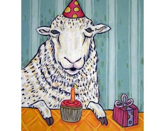 Sheep ram Birthday Animal Art print 13x19 matte or glossy photo print