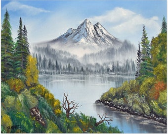 Misty Mountain With Lake Art Print On Paper Home Decor Wall Art