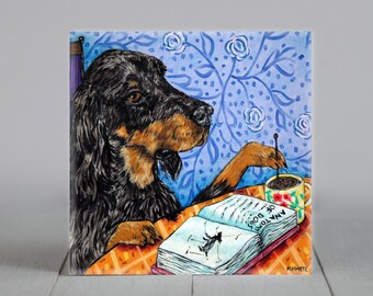 Gordon Setter -  Coffee Shop Dog Art coaster tile - multople sizes avaiable