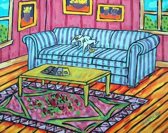 Jack Russell Terrier Prring on the Couch Dog Art Print