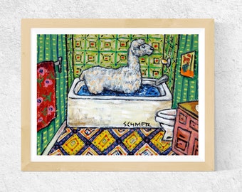 alpaca taking a bath - stretched canvas or paper print - multiple sizes