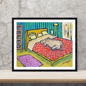 Sleeping Hippo Art Print - Unique Hippopotamus Gift - Matte or Glossy Paper - Multiple Sizes