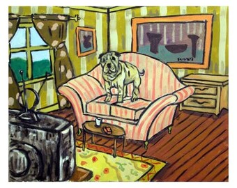 Shar Pei Watching the Television Dog Art Print 13x19