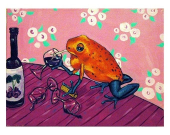 Dart Frog at the Wine Bar Animal Art print