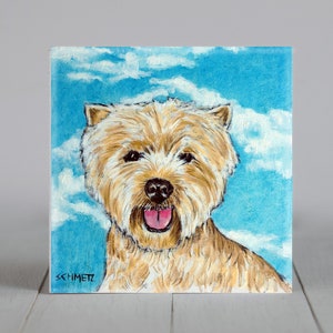 westie with the sky dog art tile coaster gift - multiple sizes available