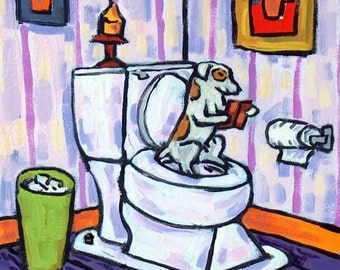 jack russell - jack russell printon tile, ceramic coaster - bathroom art, bathroom tile, print on tile, modern dog art