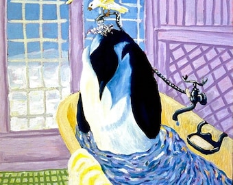 PENGUIN tile - emporer penquin, bathroom decor, art for bathroom, animal bath, animal decor, home decor animals, childrens bathroom, art