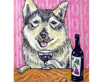 Swedish Vallhund dog art print - wine farmhouse decor - 13x19 - matte or paper  print - dog owner gift birthday fathers day