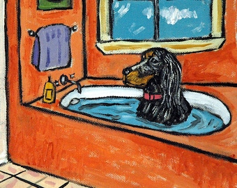 Gordon Setter  art, dog decor, bathroom wall art, bathroom decor, animal, dog painting, pet salon art, dog wall art, dog wall decor