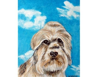 Dandie Dinmont with the Sky Dog Art Print  JSCHMETZ modern abstract folk pop art AMERICAN ART gift