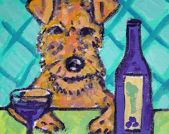 irish terrier at the wine bar dog art tile coastewr - multple sizes