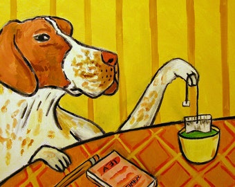 Pointer dog , pointer coaster, dog ceramic, steeping tea, tea room decor, animal art, animal coaster set, ceramic coaster, dog gift