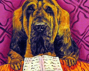Bloodhound coaster, dog art tile, ceramic dog lover, dog gift, coaster tile, ceramic tile dog, dog decor, animal decor art, ceramic animal