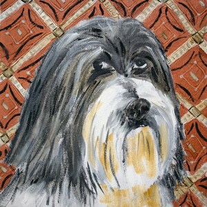 Stampa artistica del cane quadrato Lhasa Apso su carta o tela