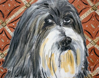 Lhasa Apso square dog art print on paper or canvas