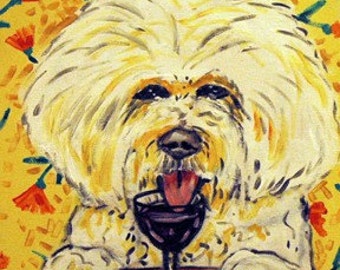 Bichon Frise art print - wine decor - 13x19 - matte or glossy print - mothers day gift