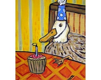 Duck Birthday Bird Art PRINT  JSCHMETZ modern abstract folk pop art american ART gift