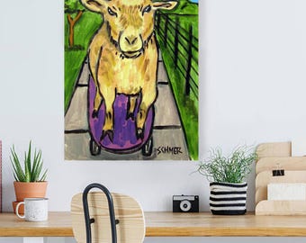 goat art - skateboarding skateboarder decor art print - stretched canvas or paper print - multiple sizes available