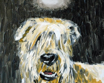 wheaten terrier angel with halo - dog art - tile coaster - gift