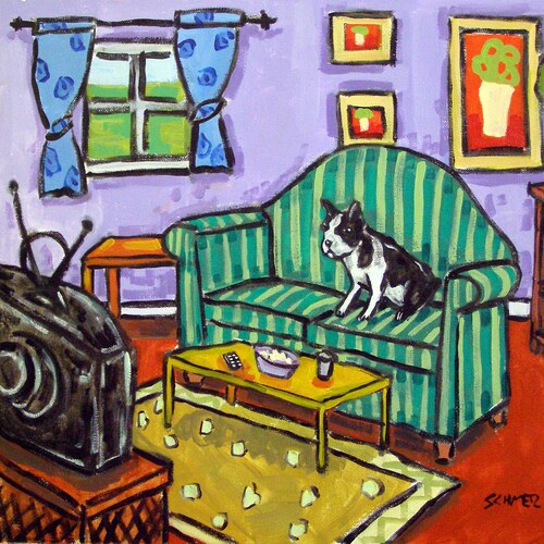 Art de Boston Terrier, sous-verres de boston terrier, cadeau de terrier, tuile d'art de chien, terrier de boston en céramique, céramique de terrier, décoration à la maison