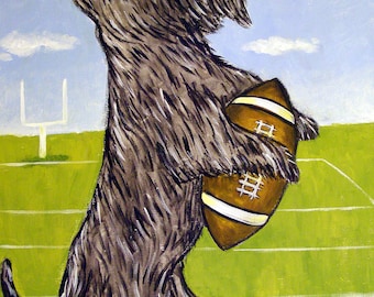 Scottish Terrier playing football Dog Art Printon matte or glossy paper- modern home wall decor